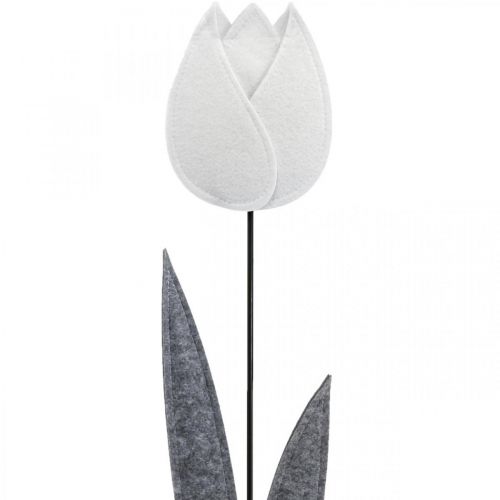 Floristik24 Filt blomma filt deco blomma tulpan vit H68cm