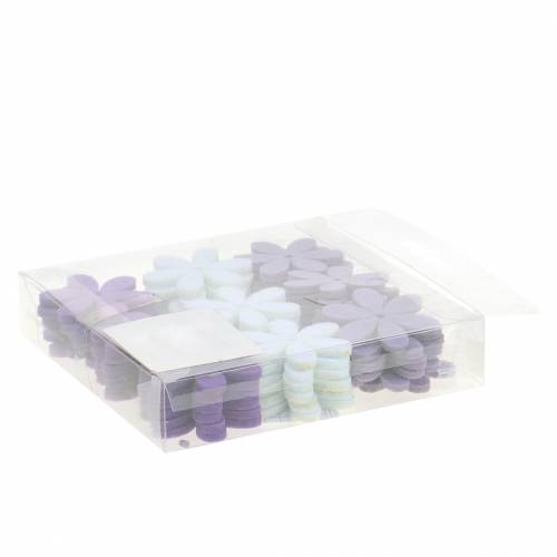 Floristik24 Filtblomma lila, vitt blandat 4,5cm 54st