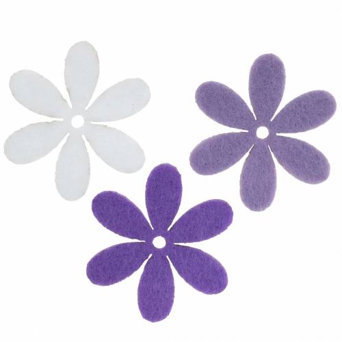 Filtblomma lila, vitt blandat 4,5cm 54st