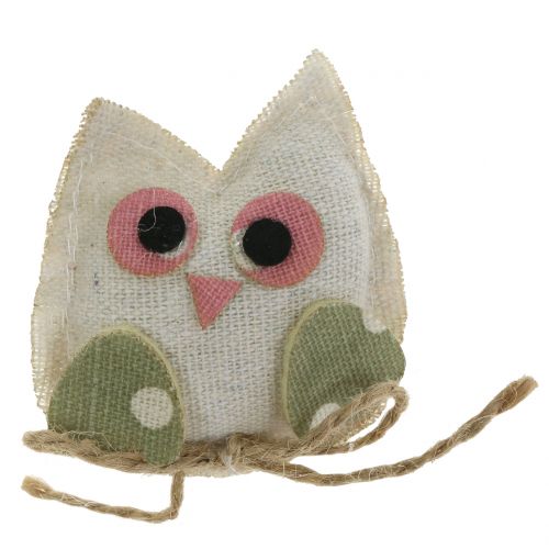 Floristik24 Dekorativt uggletyg 6cm rosa/grön/vit 6st