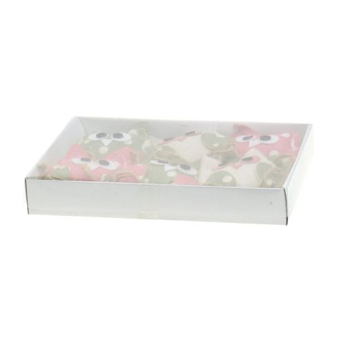 Floristik24 Dekorativt uggletyg 6cm rosa/grön/vit 6st