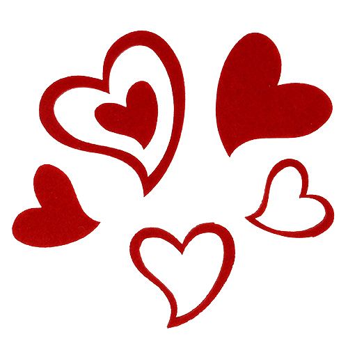 Floristik24 Filthjärtan mix 3cm - 7,5cm röd 72 st