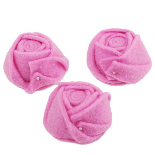 Floristik24 Filt rosa Ø8cm H4,5cm 6st