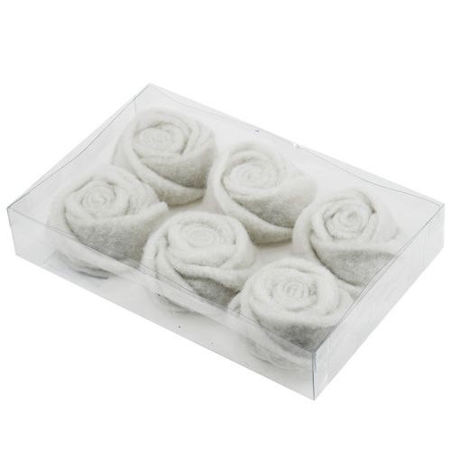 Floristik24 Filtrosa vit Ø8cm H4cm 6st