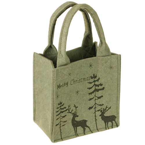 Floristik24 Filtpåse God Jul liten med handtag Grön 15×10 cm