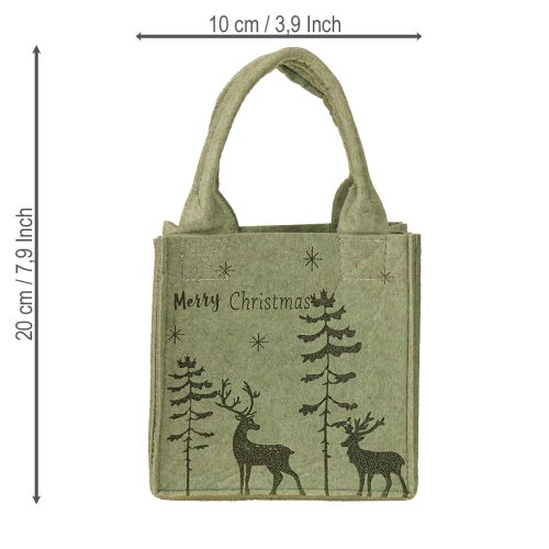 Floristik24 Filtpåse God Jul liten med handtag Grön 15×10 cm