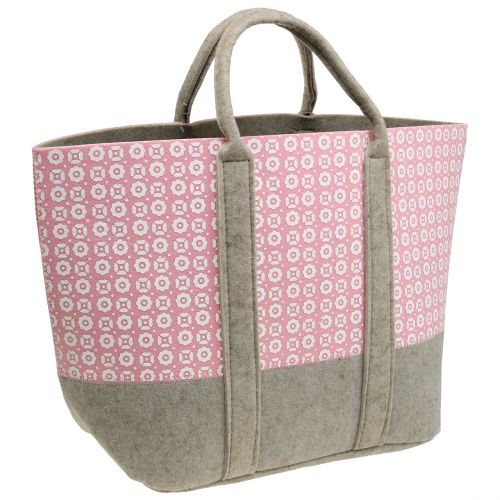 Floristik24 Filtväska rosa-grå med mönster 55cm x 36cm x 18cm