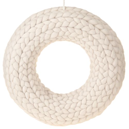 Floristik24 Prydnadskrans av filtull för upphängning i beige Ø30cm H4cm