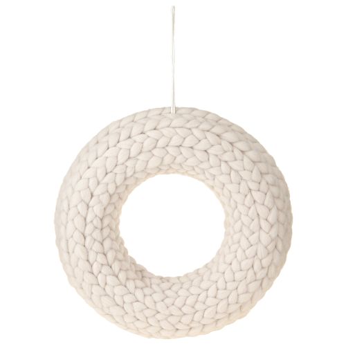 Floristik24 Prydnadskrans av filtull för upphängning i beige Ø30cm H4cm