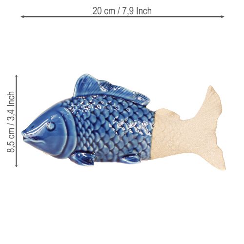 Artikel Keramik Fiskdekoration Maritim Blå Beige 20×8×8,5cm 2 st