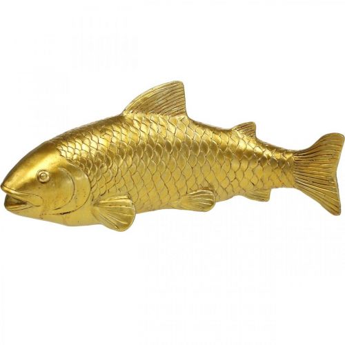 Floristik24 Dekorativ fisk att lägga ner, fiskskulptur polyresin gyllene stor L25cm