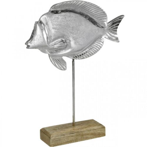 Artikel Dekorativ fisk, maritim dekoration, fisk av silvermetall, naturlig färg H28,5cm