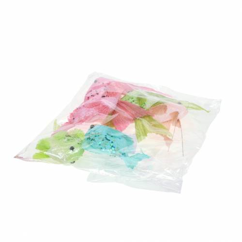 Artikel Dekorativ fisk för hängande grön rosa orange blå 13-24cm 6st