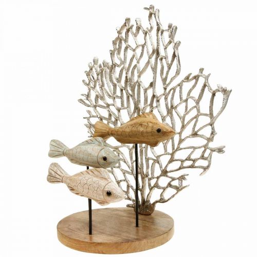 Artikel Fiskskola dekoration, korall dekoration, trä fisk dekoration H48,5cm