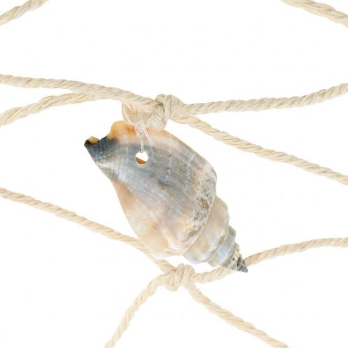 Maritimt fiskenät, dekonät med snäckor 100×120cm