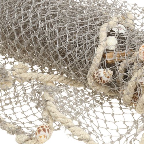 Floristik24 Fisknät med snäckor och drivved 135cm