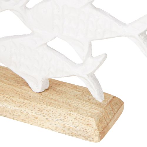 Artikel Fiskskola Dekoration Fisk Vit Metall Trä Natur 28x16cm