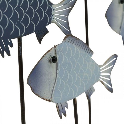 Floristik24 Fiskstim deco metallfisk på träbotten 32×7×30cm