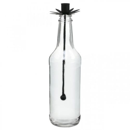 Floristik24 Ljusstake för Flaska Svart Glas, Metall Ø6,5cm H25,5cm