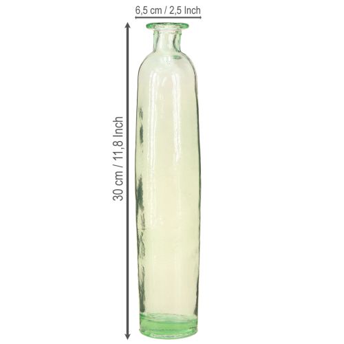 Artikel Flaskdekorationsvas glas klar/grön retro Ø6,5cm H30cm