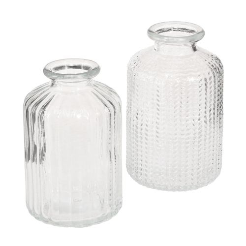 Floristik24 Flaskvas glas minivaser med retro dekor H9cm 4st
