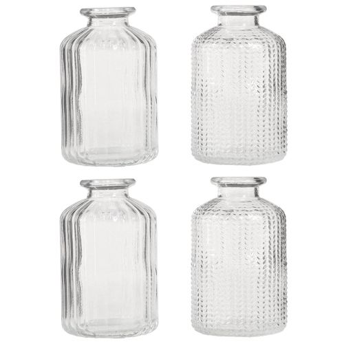 Floristik24 Flaskvas glas minivaser med retro dekor H9cm 4st