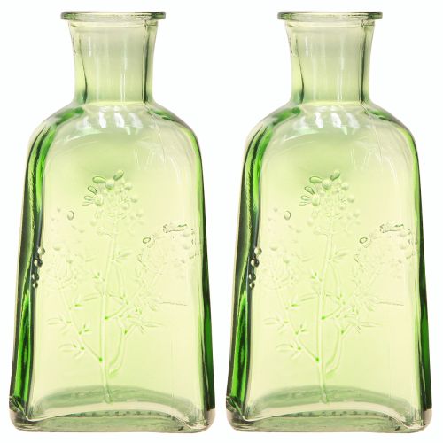 Artikel Flaskvas glasvas med motiv flaskglas grön H19cm 2st
