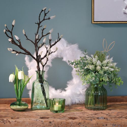 Artikel Flaskvas glasvas med motiv flaskglas grön H19cm 2st