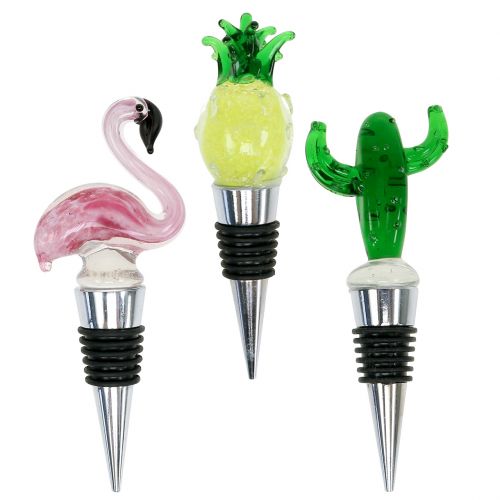 Floristik24 Flaskpropp med figurer av glas 11-12cm 3st