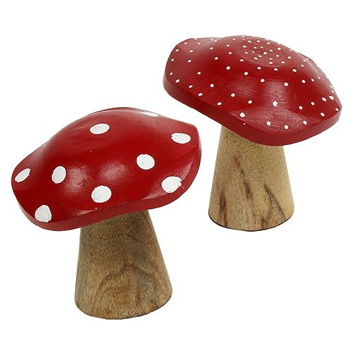 Floristik24 Toadstool Wood Mushroom Mix 9cm -10,5cm Red, Natural 8st