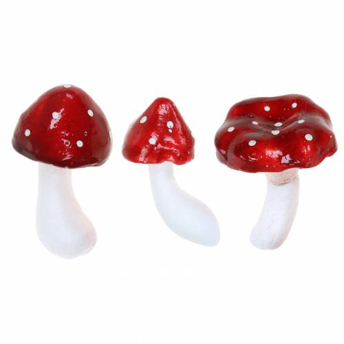 Floristik24 Dekorativ flugsvampset röd, vit 6–7cm 12st