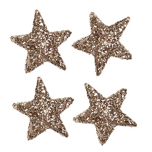 Floristik24 Glitterstjärnor 2,5cm champagne 96st