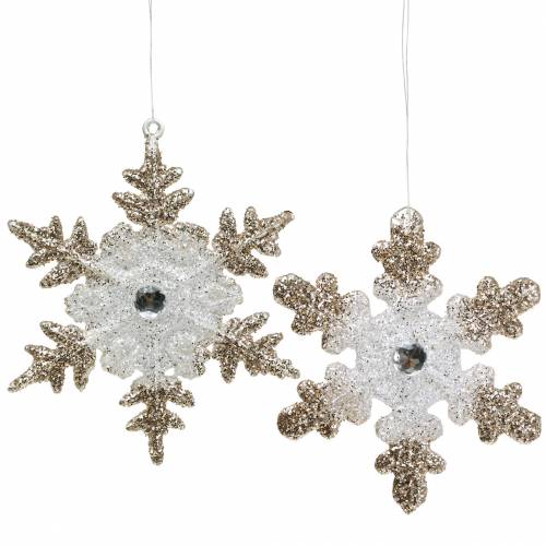 Julgransdekoration snöflinga glitterpärla 2st