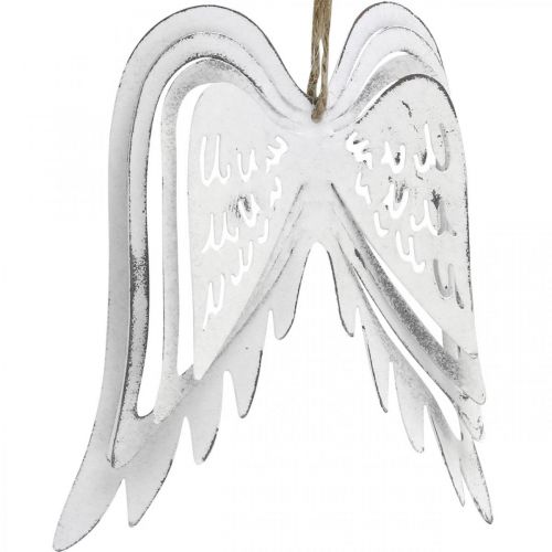 Floristik24 Änglavingar att hänga, juldekoration, metallhängen vita H11,5cm W11cm 3st