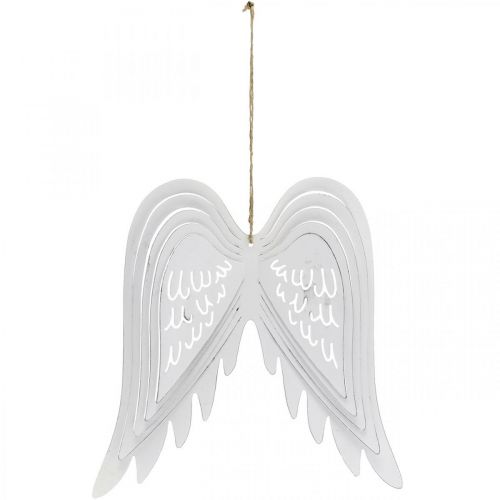 Floristik24 Vingar att hänga, adventsdekoration, änglavingar av metall Vit H29.5cm B28.5cm
