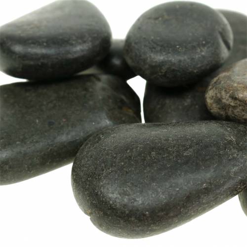 Floristik24 River Pebbles Mattsvart Naturstenar Dekorationsstenar L15–60 mm B15–40 mm 2 kg
