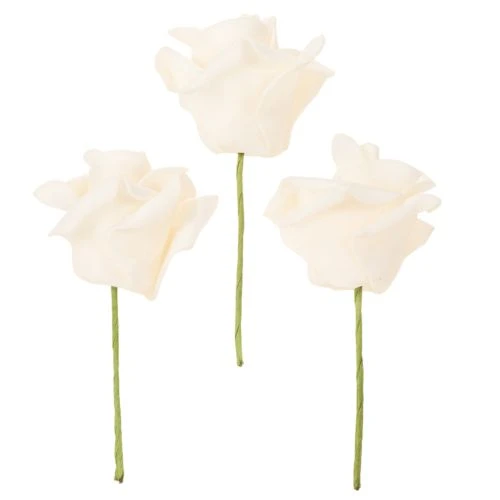 Konstgjord ros, krämfärgad, 10 cm blomma på stjälk, 100 stycken | Floristik24.se