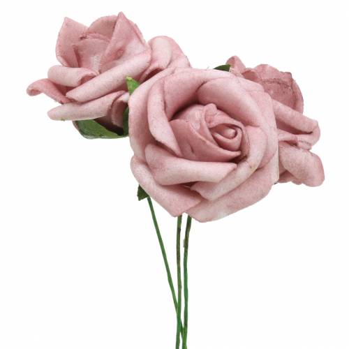 Floristik24 Skumrosa Ø3,5cm gammalrosa 48 st