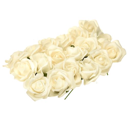 Artikel Skumrosor med stjälkblommor skumkräm Ø7,5cm 18 st