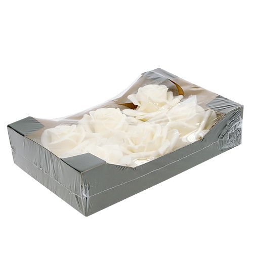 Floristik24 Skumrosa vit Ø10cm snöad 6st