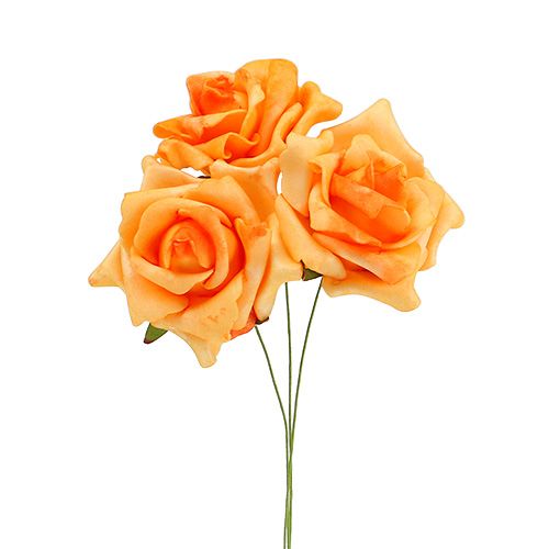 Floristik24 Foamrose Ø6cm ljus orange 27p