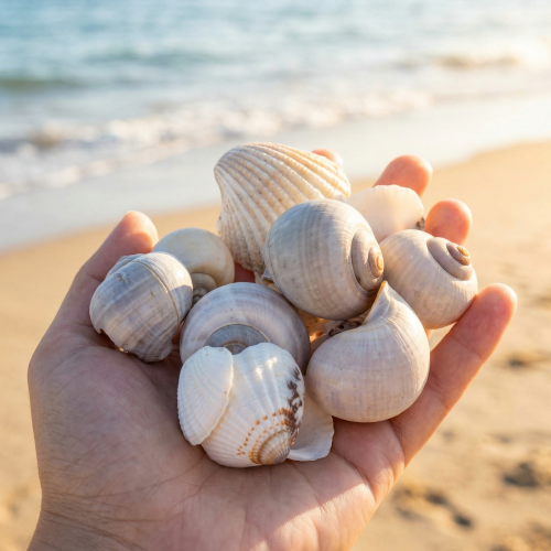 Artikel Sniglar och snäckor - Maritima dekorativa accenter för unik rumsförsköning - 500 g