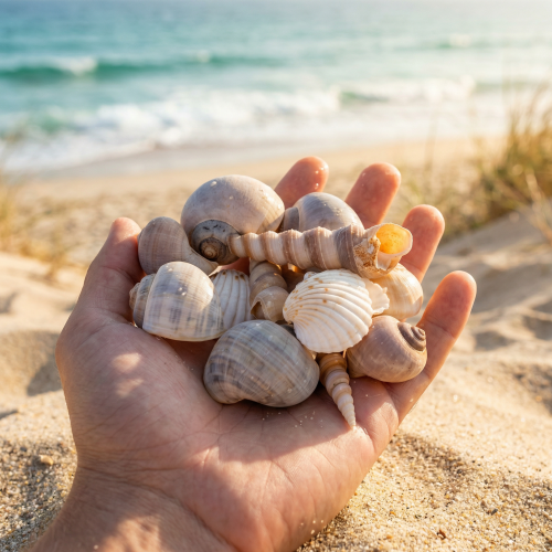 Artikel Snäckor och snäckor Naturliga maritima dekorationsföremål för elegant inredning 500 g