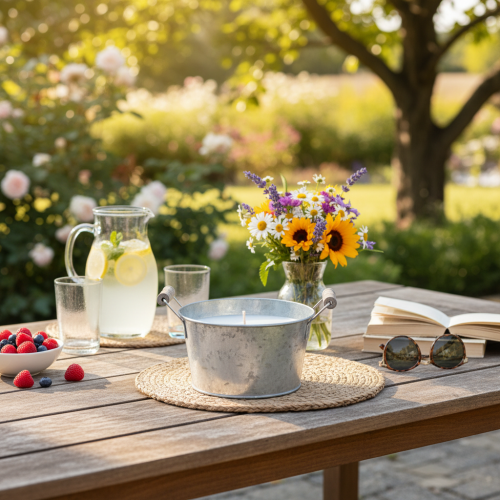 Artikel Ljus i zinkhink för stämningsfull dekoration på terrass och balkong 15 cm