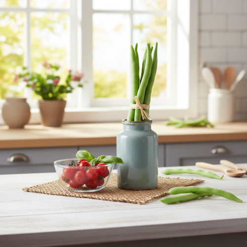 Artikel Dekorativa bönor, konstgjorda grönsaker, gröna, äkta touch, 17 cm, 6 bitar