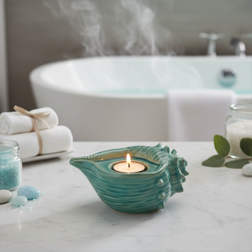 Artikel Värmeljushållare snäckskal dekorativt bordsljus badrum vardagsrum 16cm