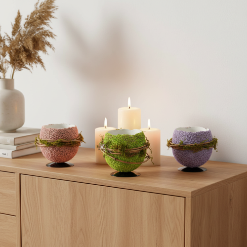 Artikel Dekorativ skål med påskägg för vår- eller påskbordsdekoration, 9 cm, 4 stycken