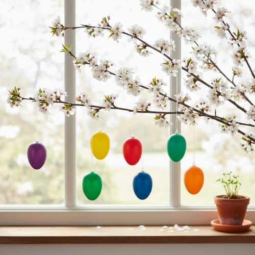 Artikel Påskäggsdekorationer för vårdekoration, hem eller trädgård. Färgglada dekorativa föremål, 6 cm, 24 stycken.