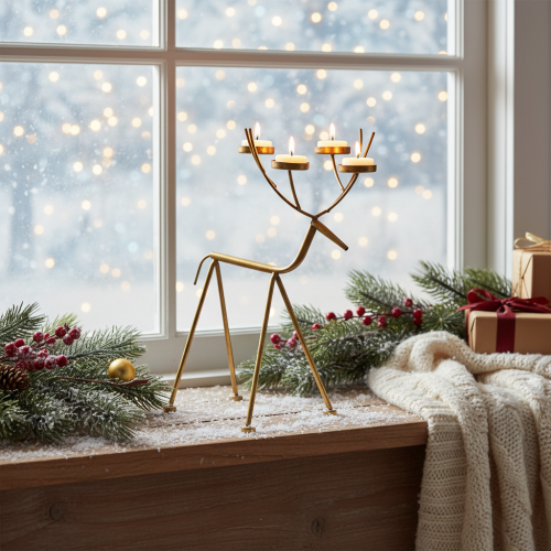 Artikel Värmeljushållare metall rådjur dekorativ ljusstake H44,5cm