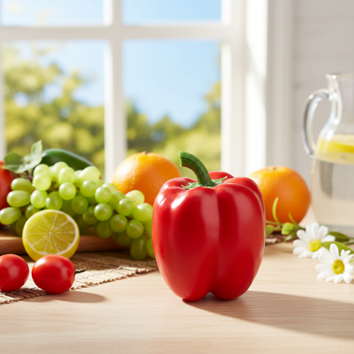 Artikel Dekorativ grönsakspeppar röd matdocka H10cm